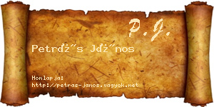 Petrás János névjegykártya